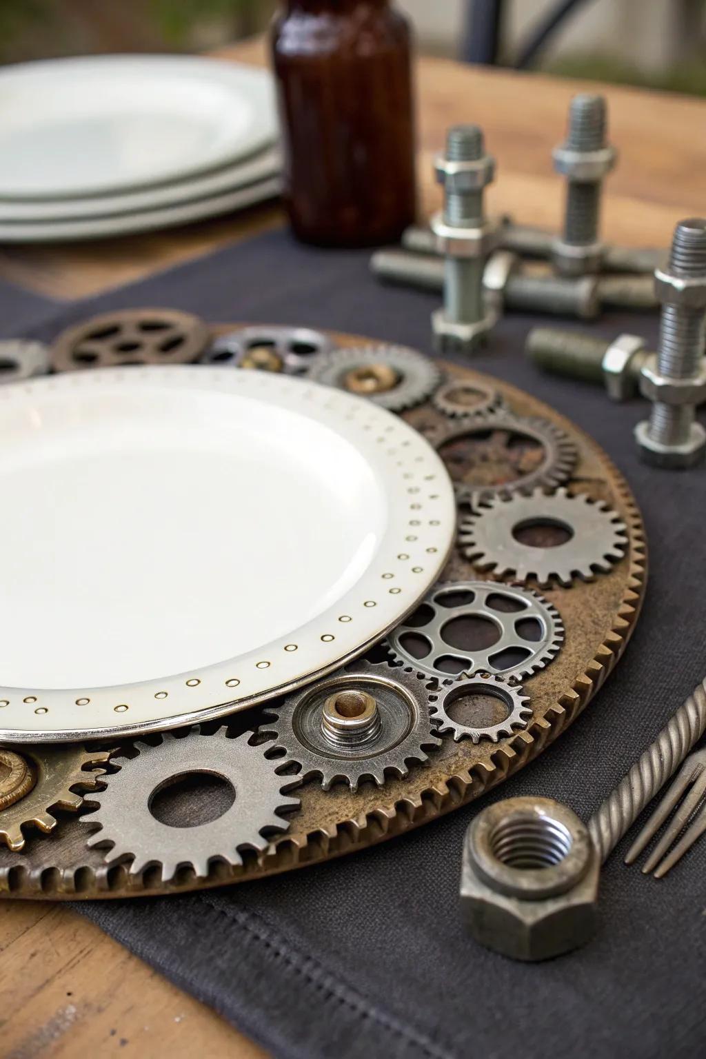Add an industrial vibe to your table with a special centerpiece.