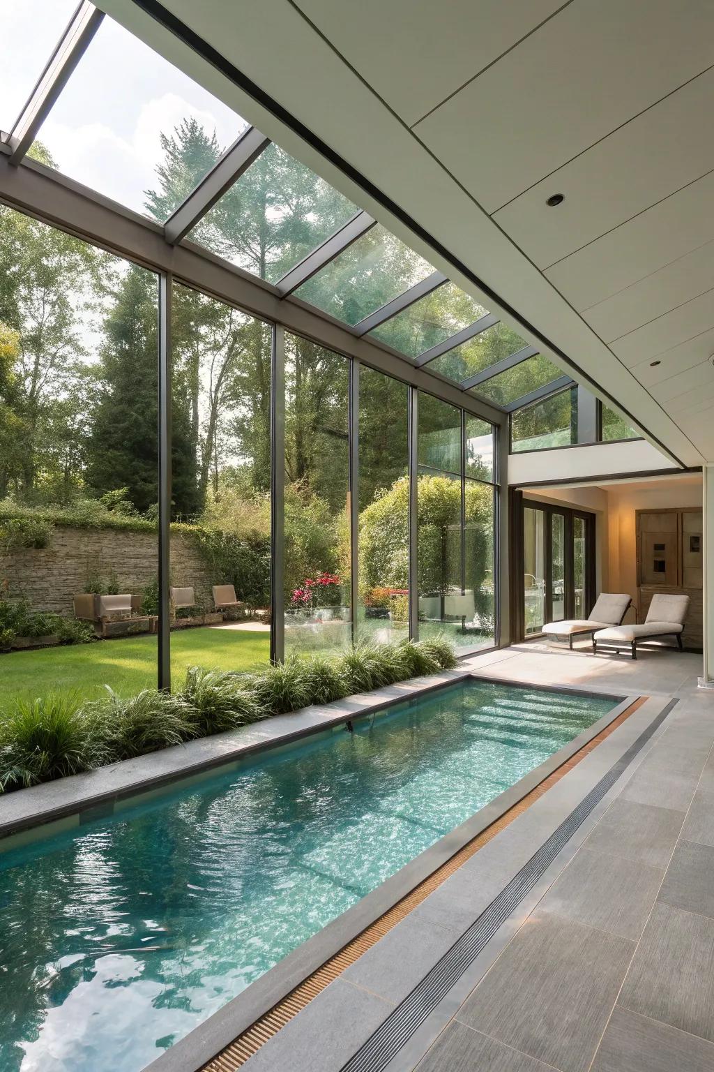 Seamlessly unify interior and exterior spaces through a shifting pool.