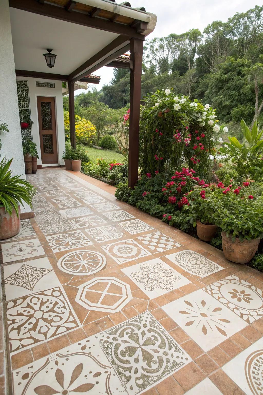 Formed patterns adding a DIY tile effect.