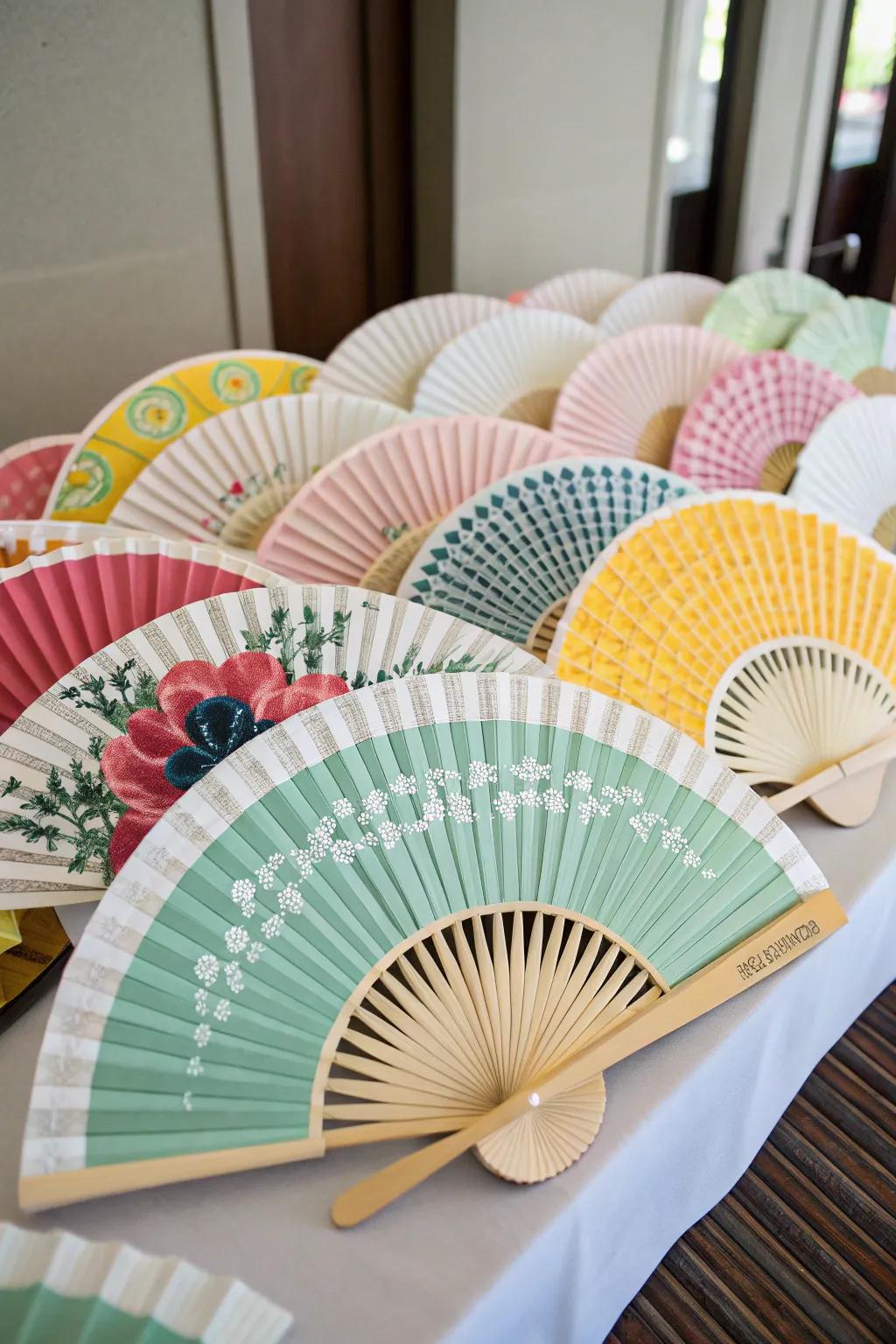 Ornamental fans keep guests cool while adding a touch of flair.