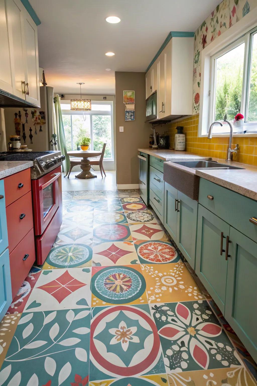 Painted linoleum delivers a revitalizing, budget-conscious update.