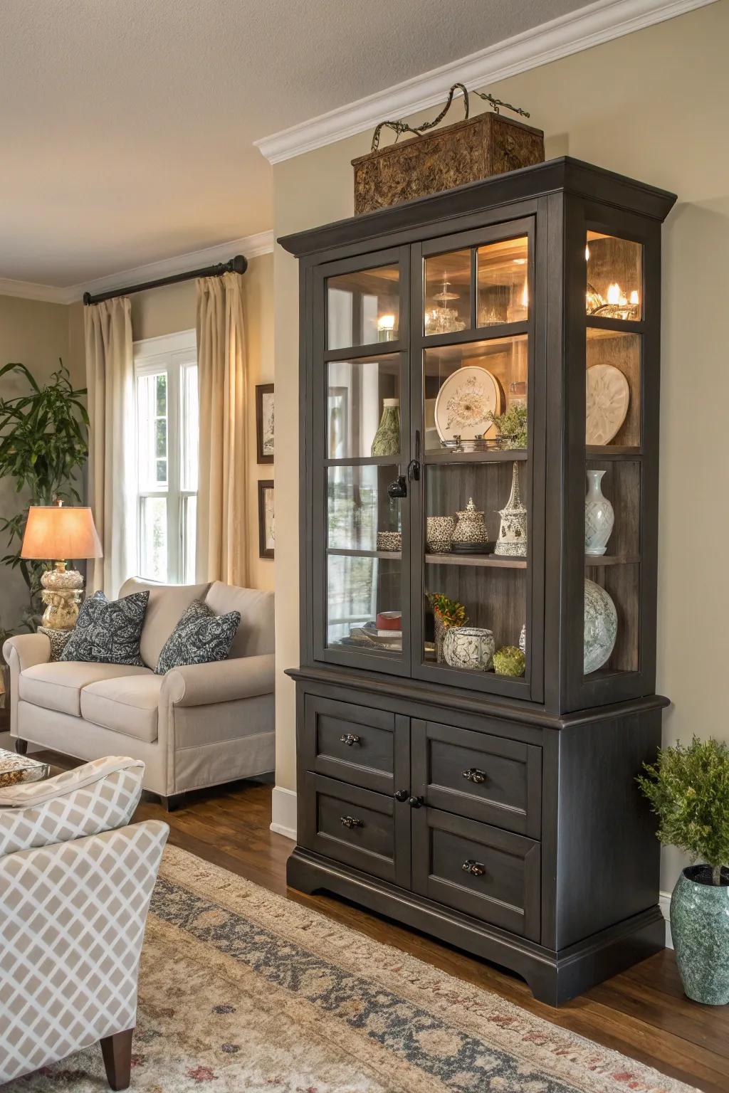 Multifunctional china cabinet for storage and display.