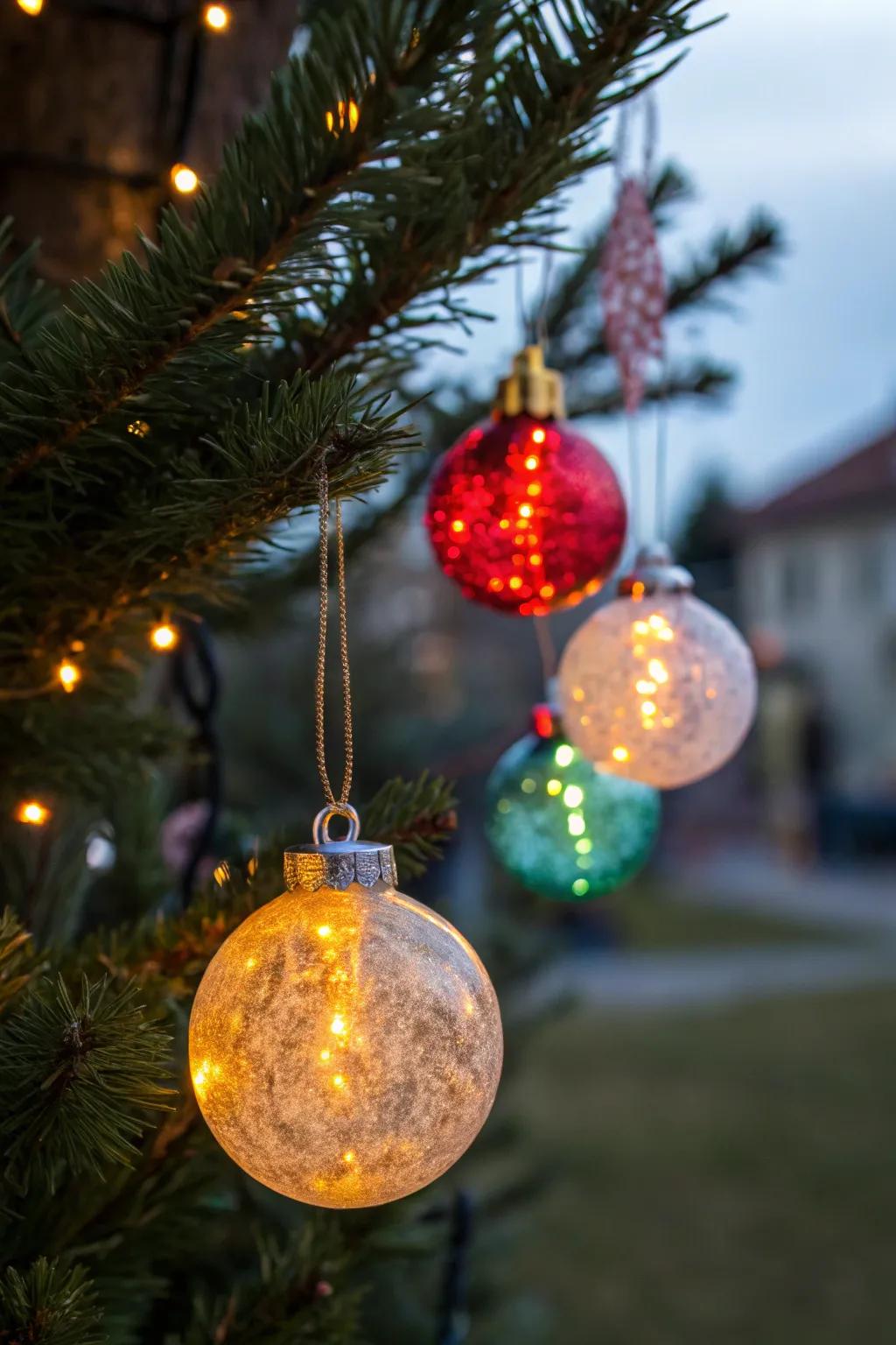 LED-lit ornaments contribute a magical luminosity to your festive decoration scheme.
