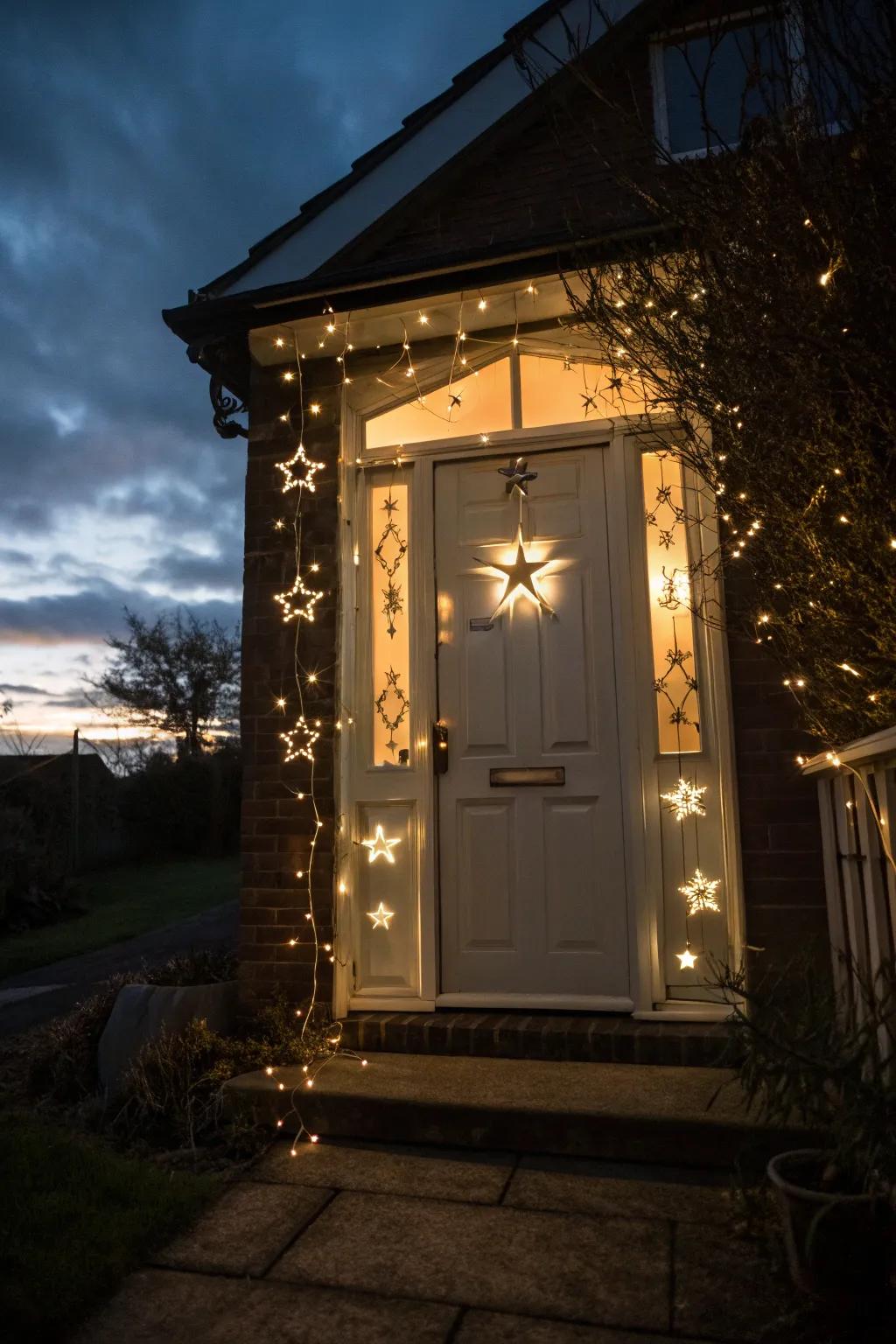Craft a celestial entrance with twinkling stars.