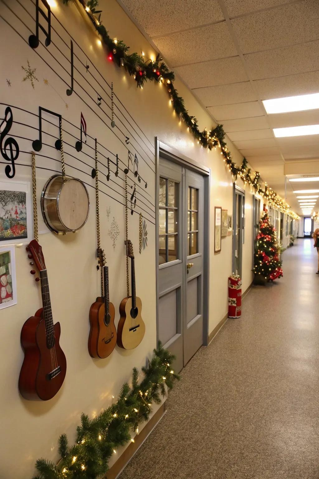 Celebrate the season through a musical Yuletide Melody Corner in the hallway.