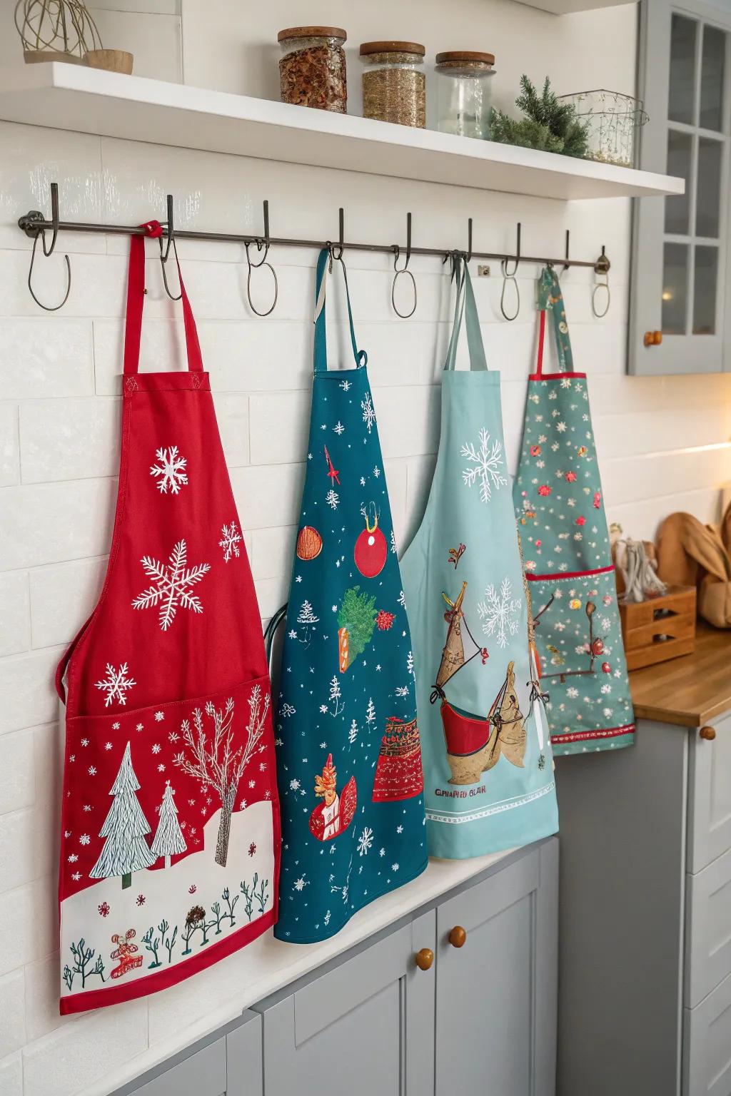 Holiday chef's wraps combine utility with celebratory charm in the kitchen.