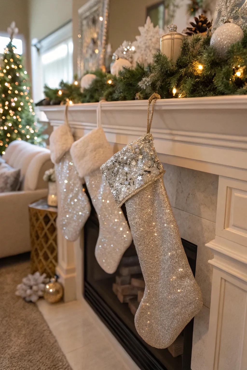 Sequin shimmer conveys a jubilant shimmer to any holiday adornments.
