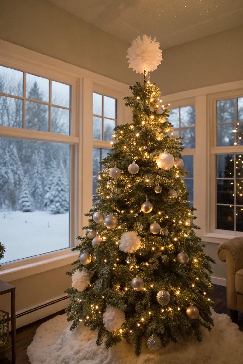 Snow puff balls add a playful wintery texture.
