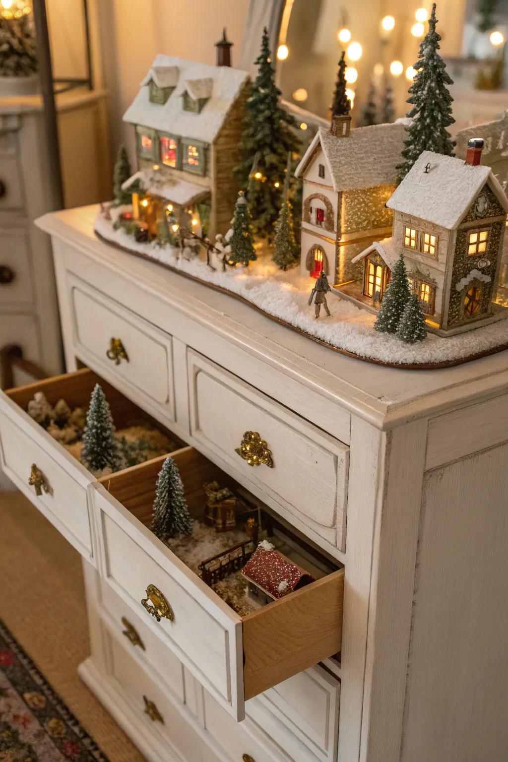 Drawer dioramas offer flexible and creative village displays.
