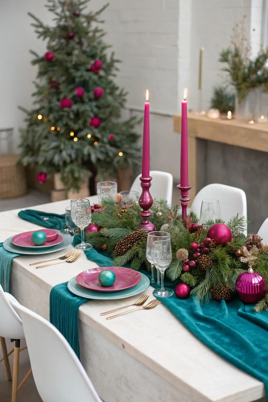 Unforeseen colors contribute a contemporary revision to the decoration.