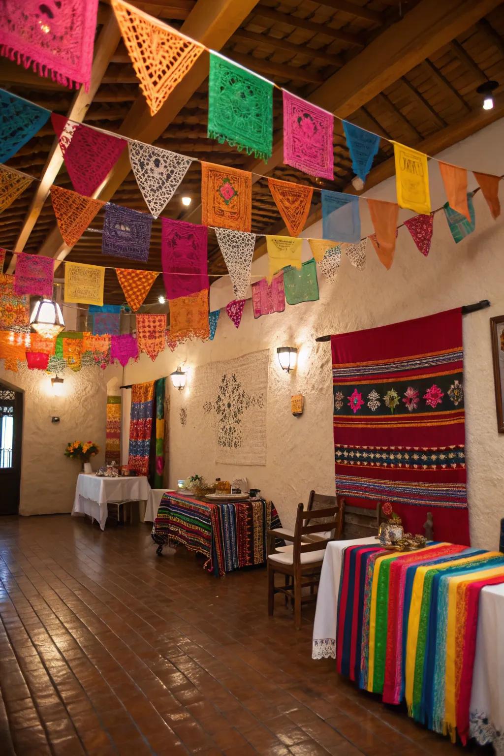 Classic Mexican fabrics add warmth and authenticity to the decor.