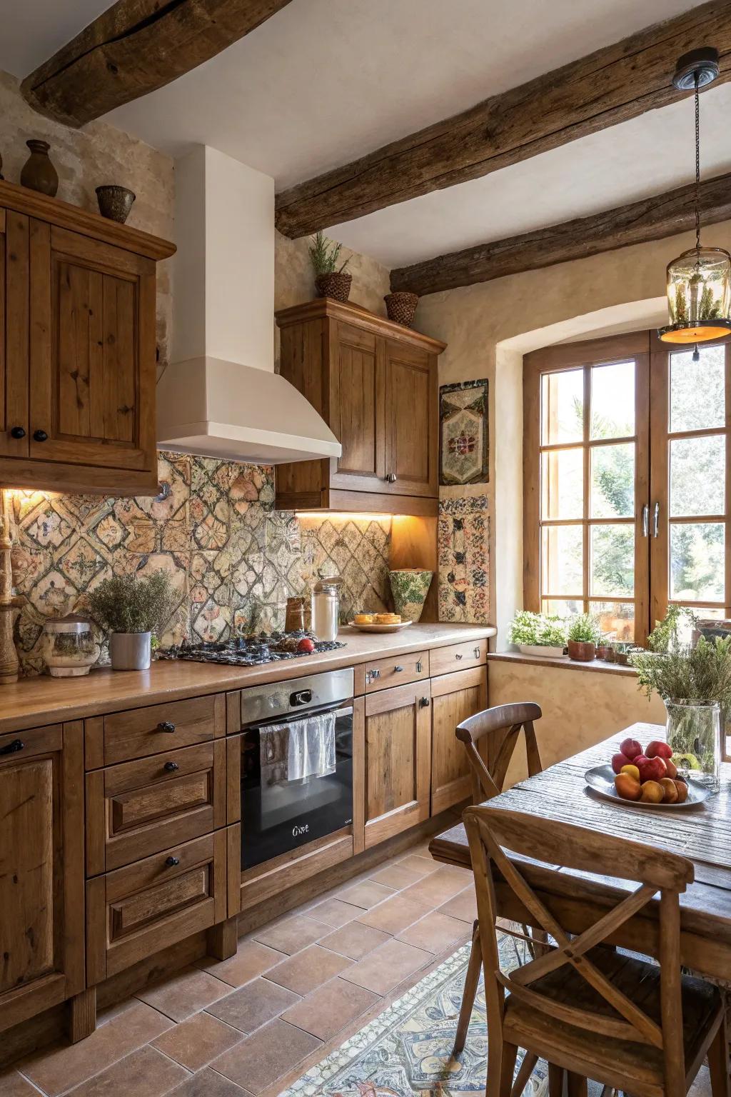 Handcrafted tiles add unique character to this classic kitchen.