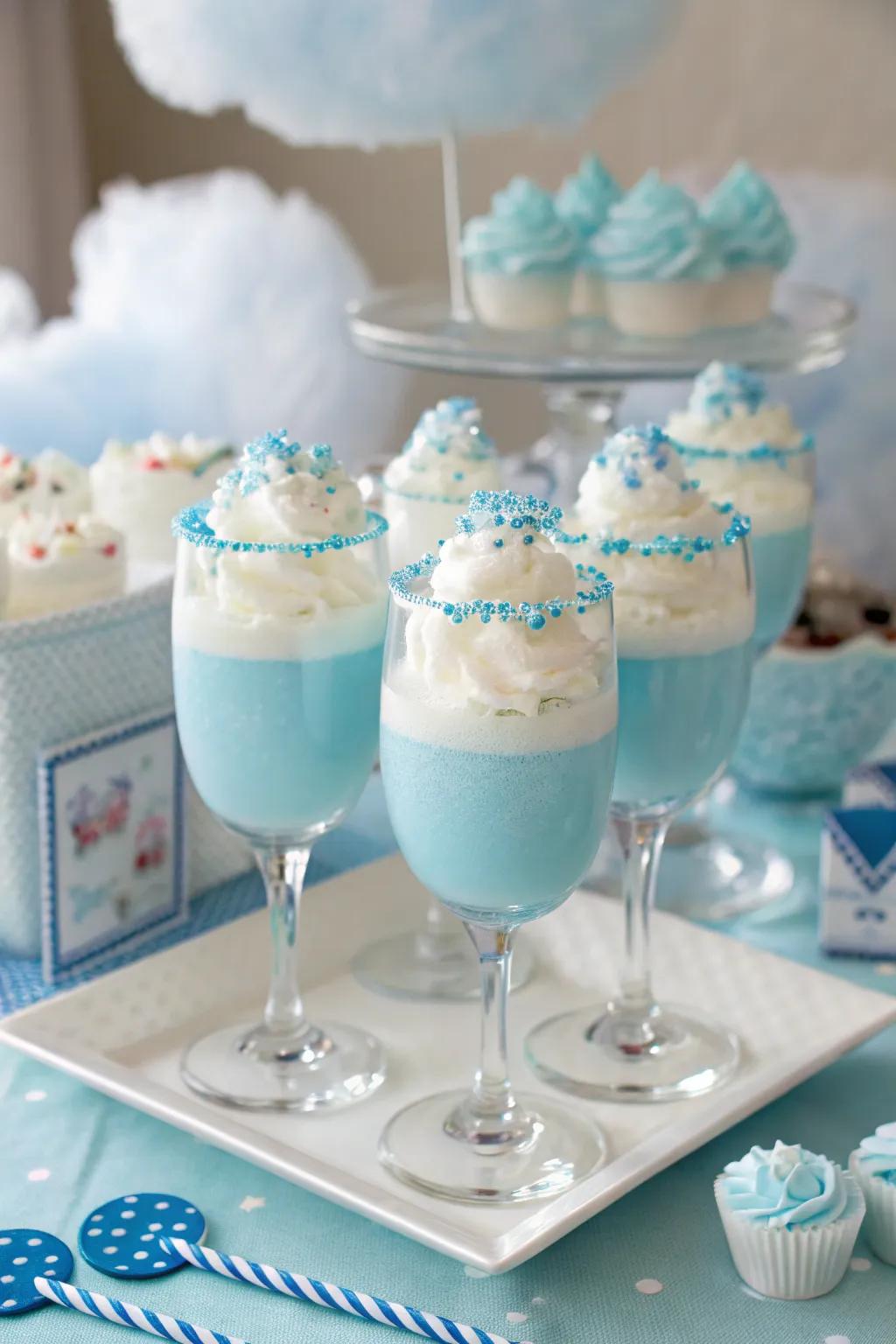 Cumulus-themed potables furnish a whimsical and invigorating treat for attendees.