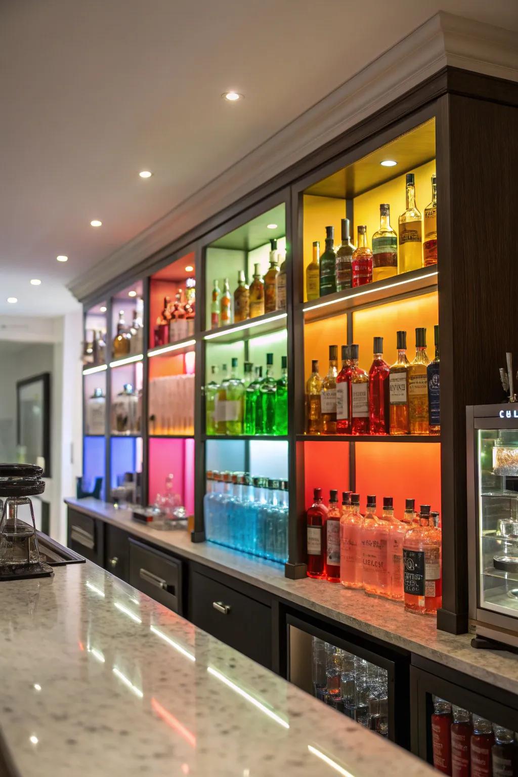 Colorful accents make your bar area pop.