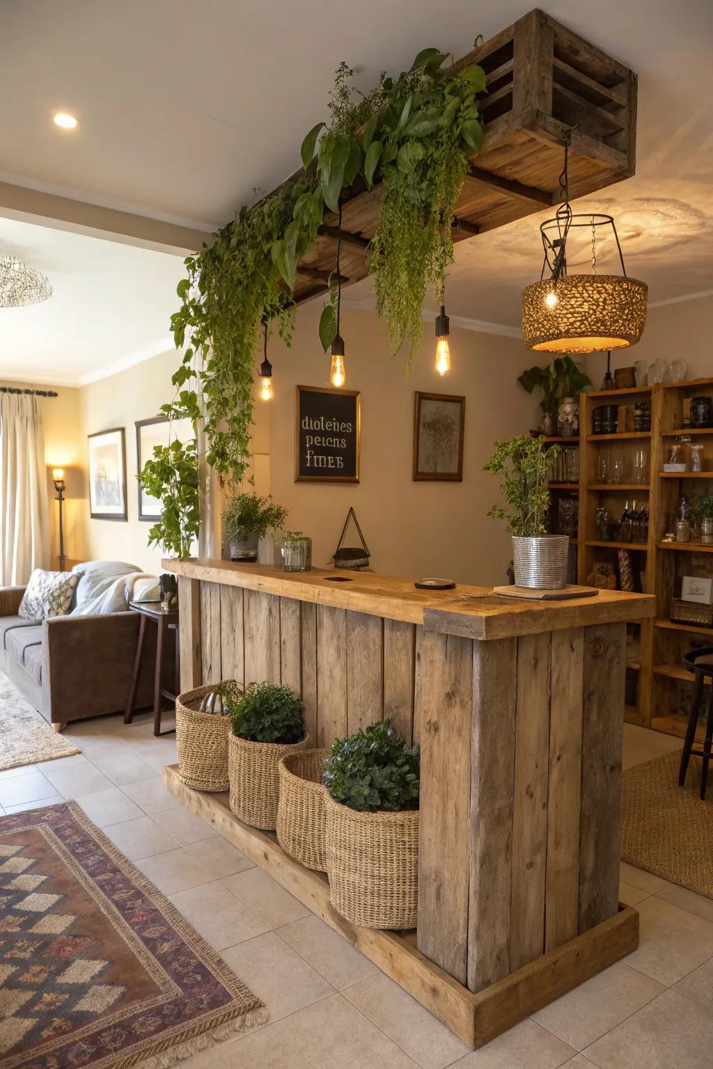 Green choices create a sustainable and stylish bar.