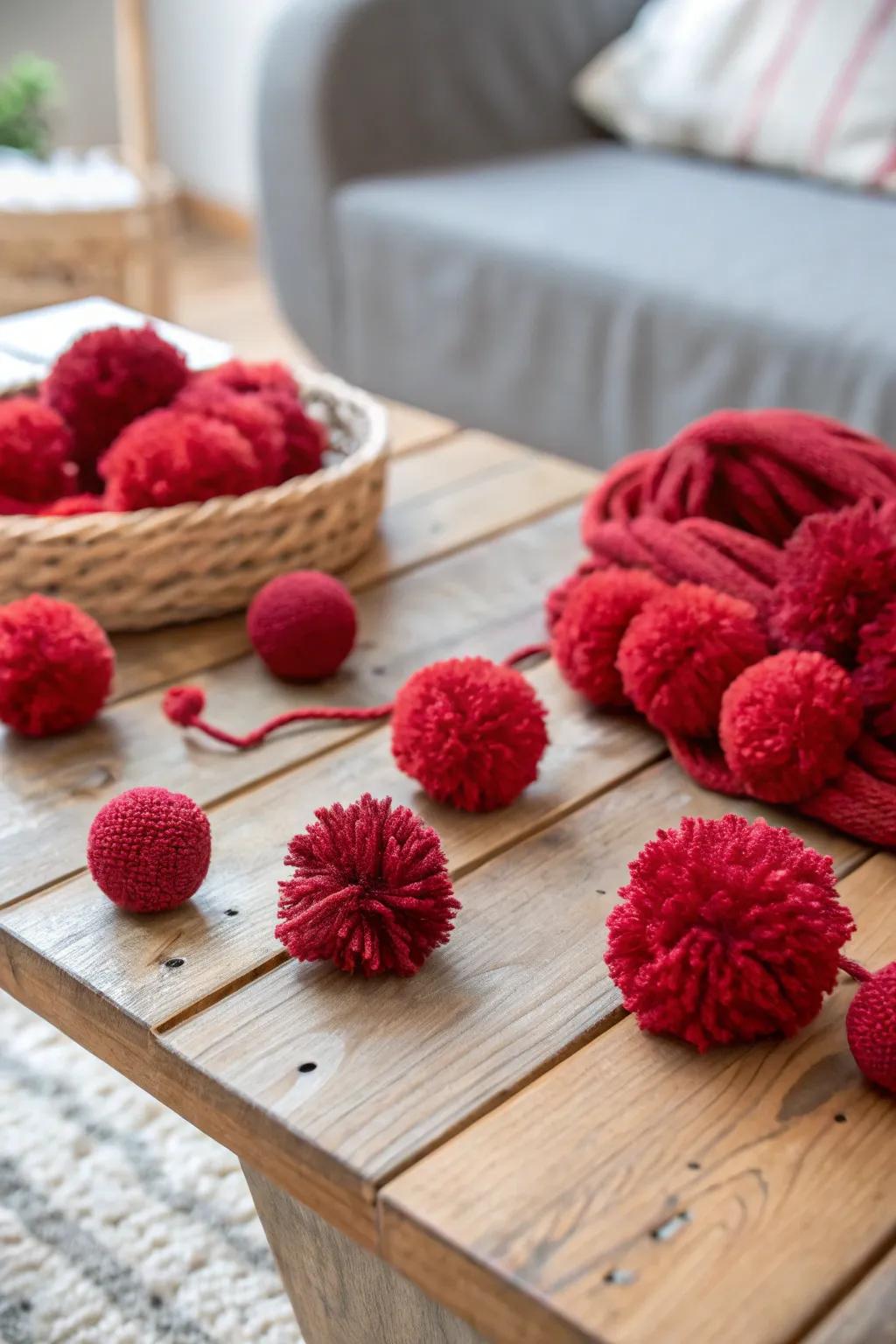Charming ruby twine tassels bringing a whimsical element to the decor.