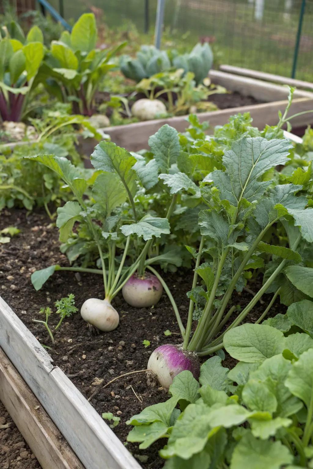 White roots and legumes, enhancing soil health and garden diversity.