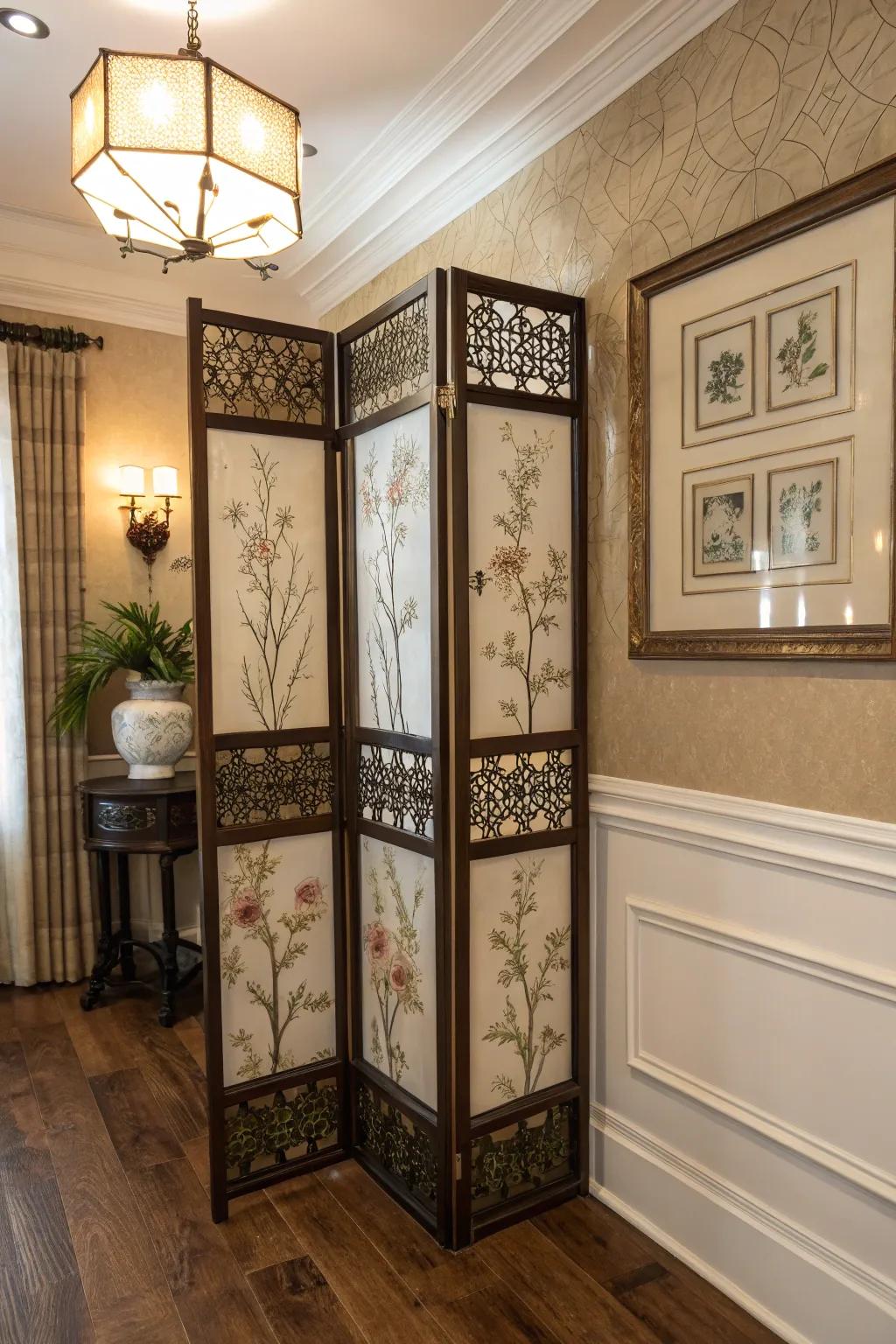 Decorative screens add elegance and privacy.