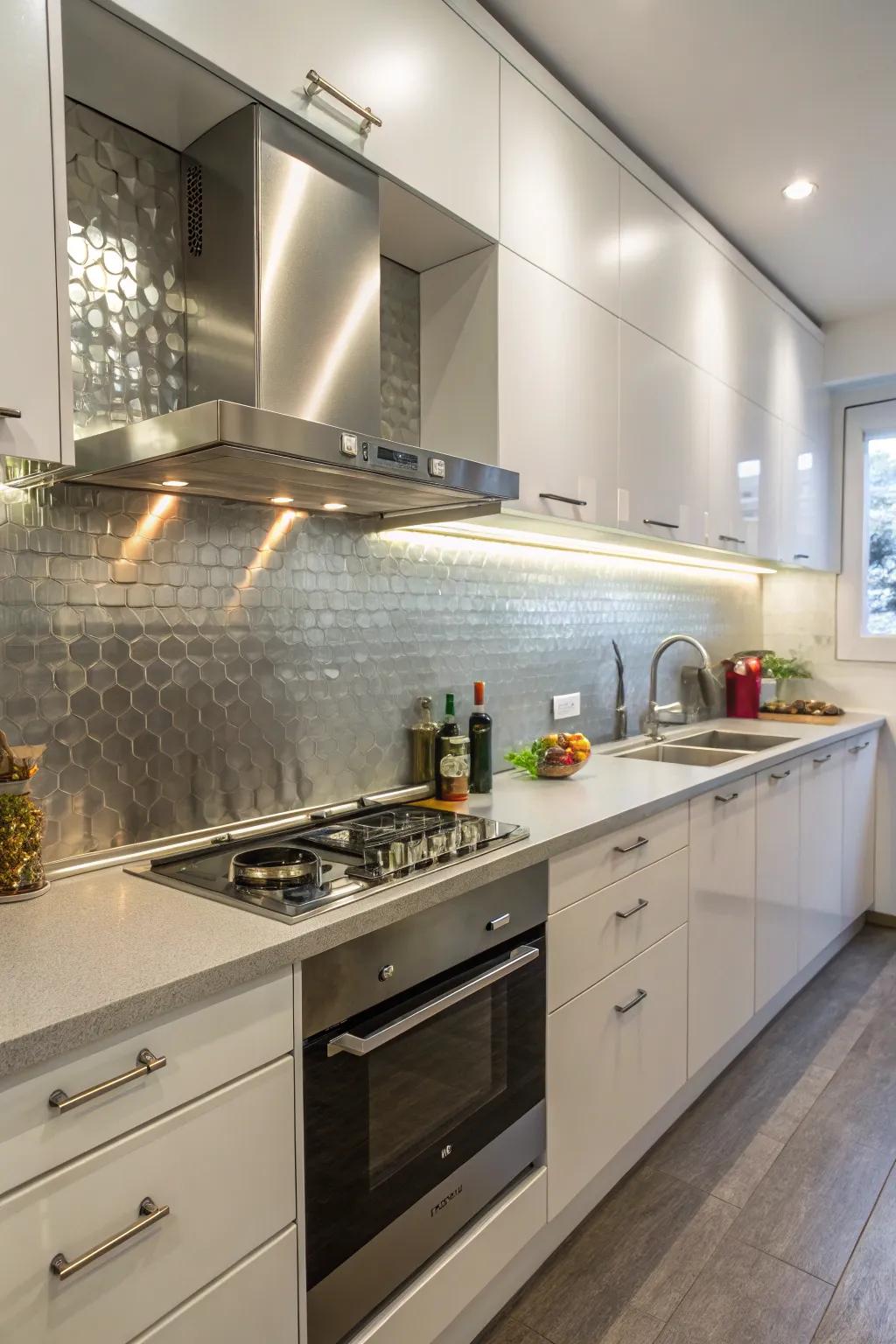 Metal backsplashes offer a sleek and polished industrial chic look.