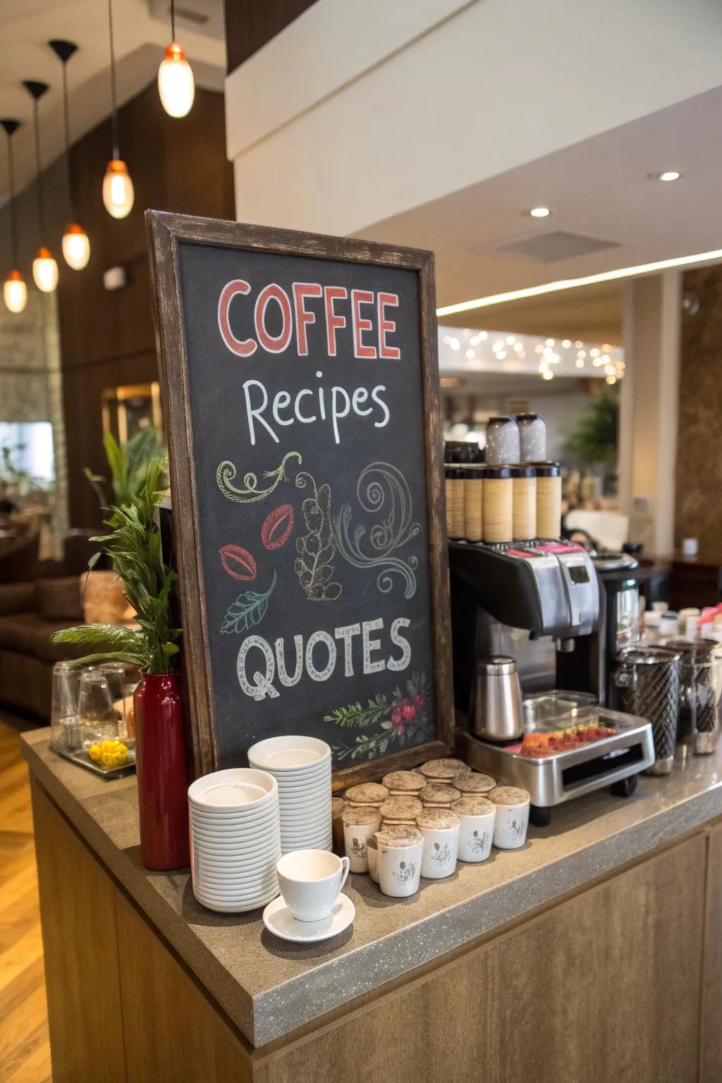 A chalkboard adds a fun and interactive element to your station.