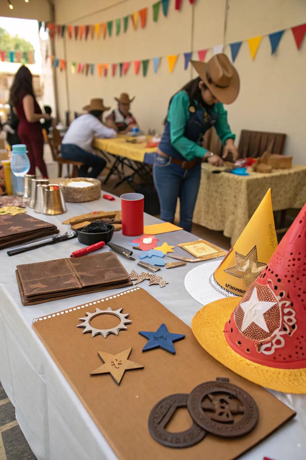 Foster creativity with a sheriff symbol crafting station.