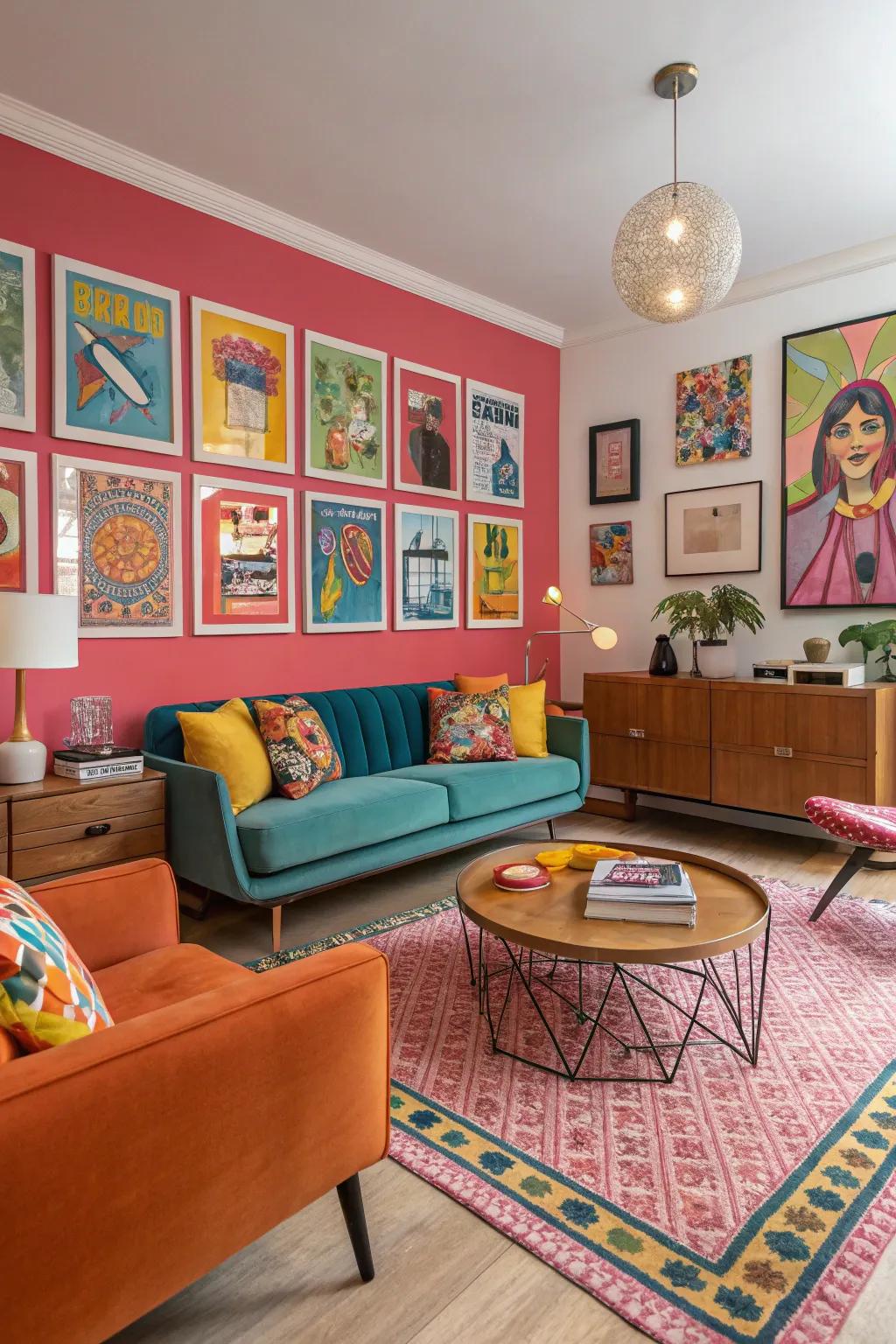 Retro pop art infusing vibrant energy into a living space.