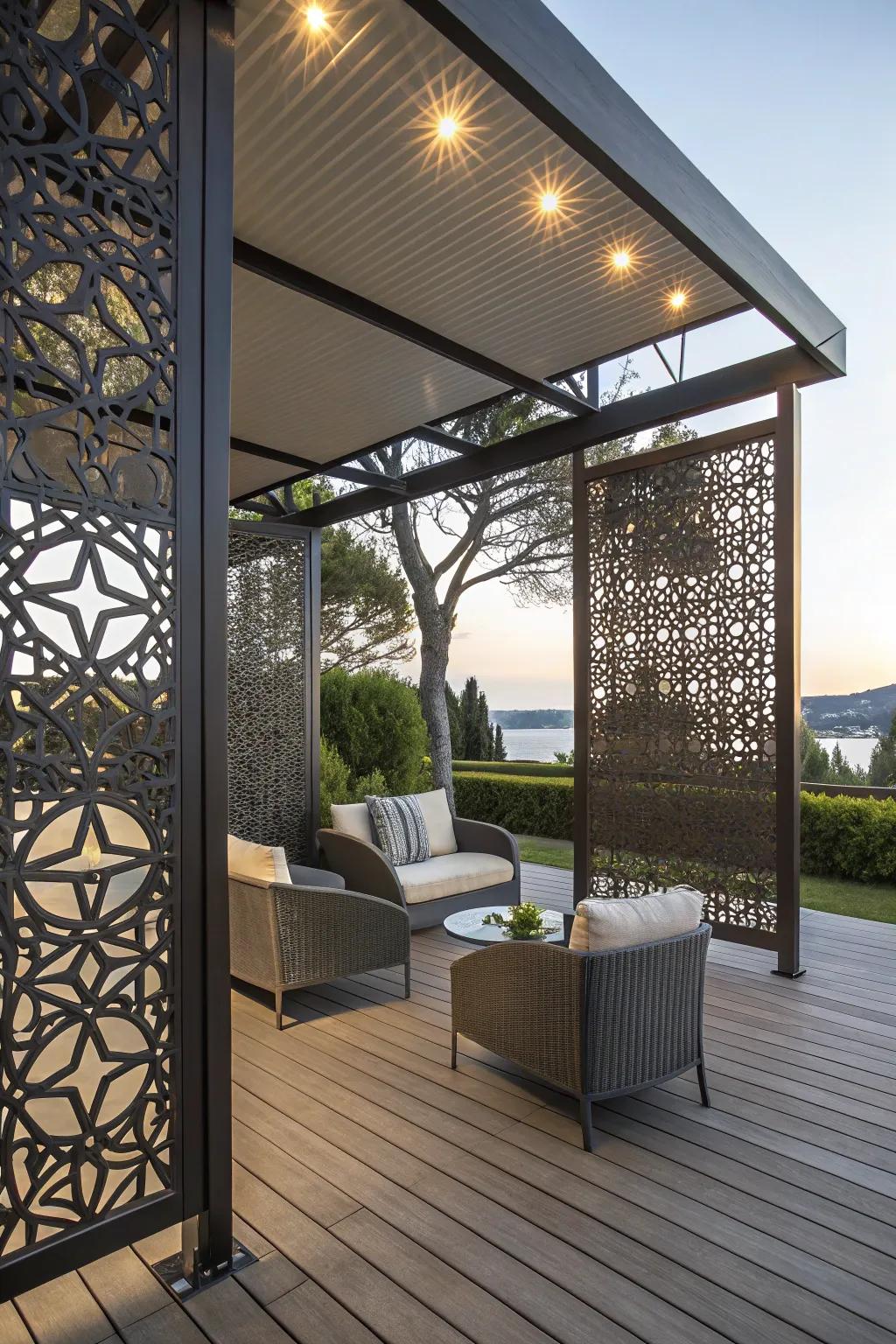 Artistic screens add elegance and personality to your patio.