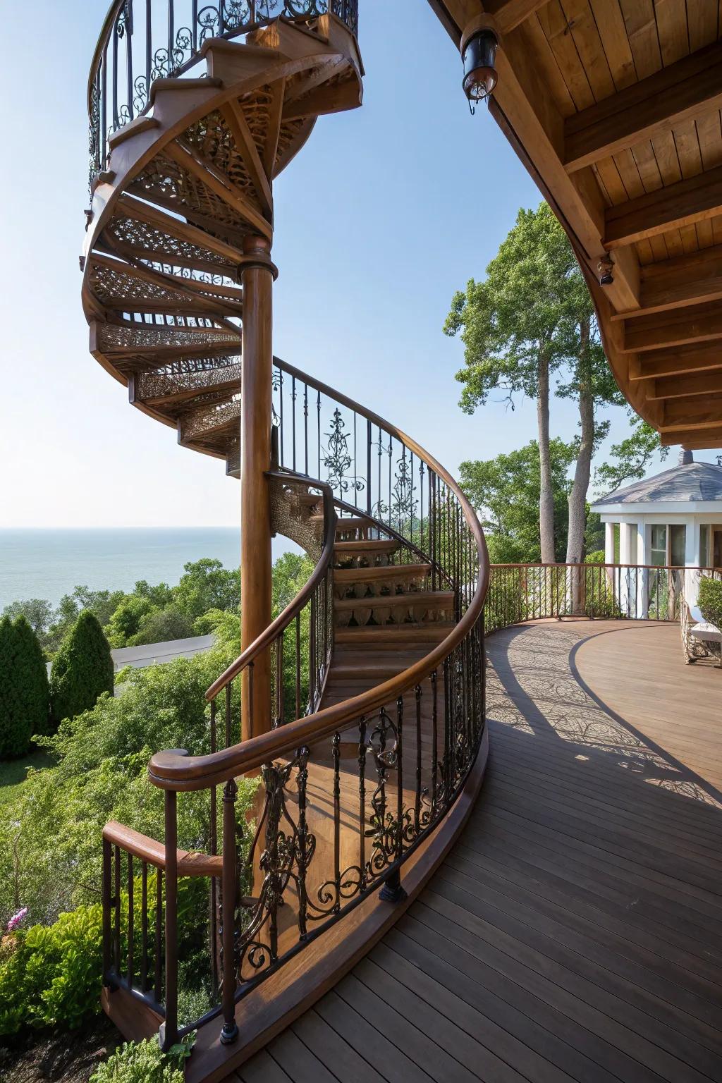 Save space and add drama with a spiral staircase.