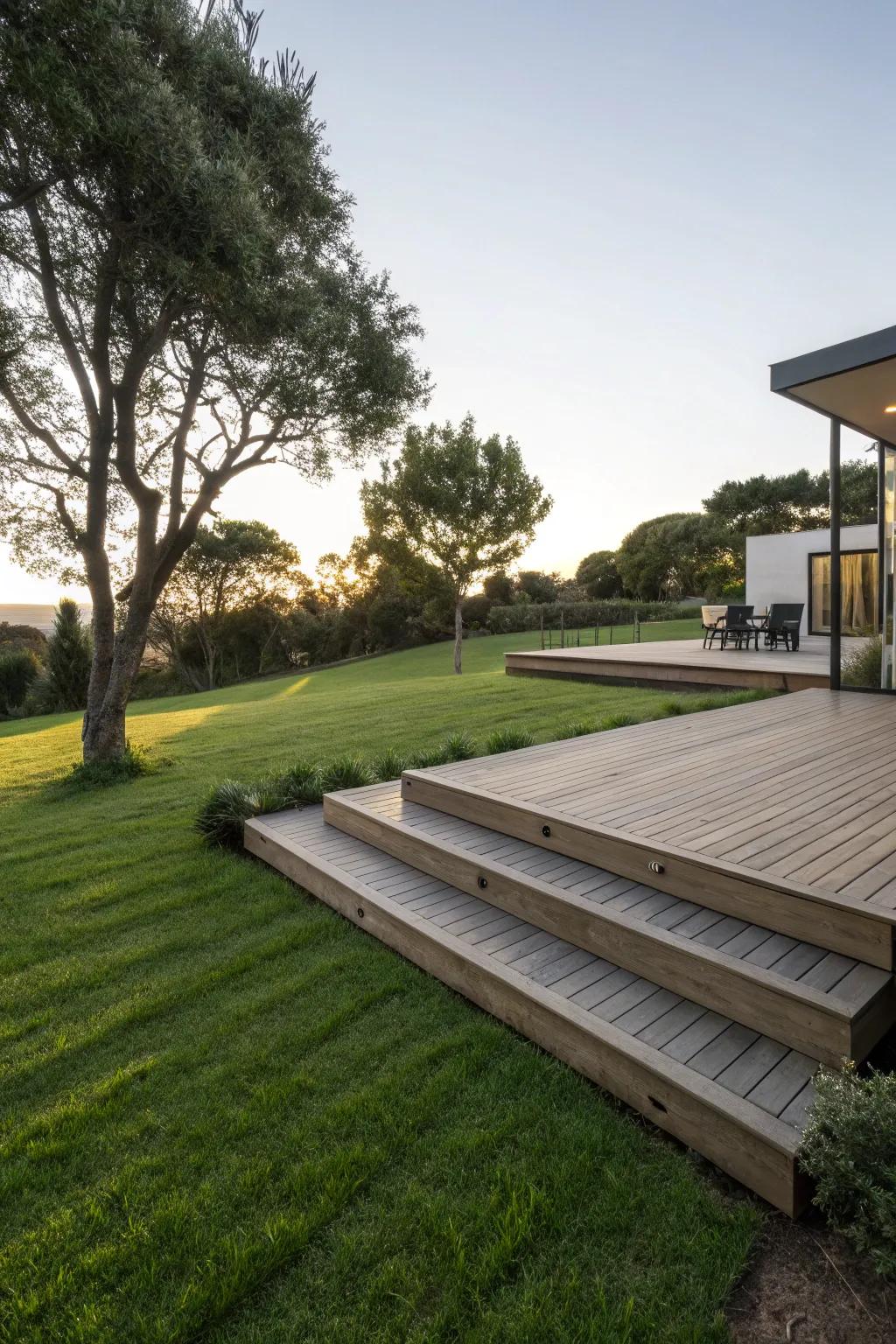 Subtle steps offer a seamless layout