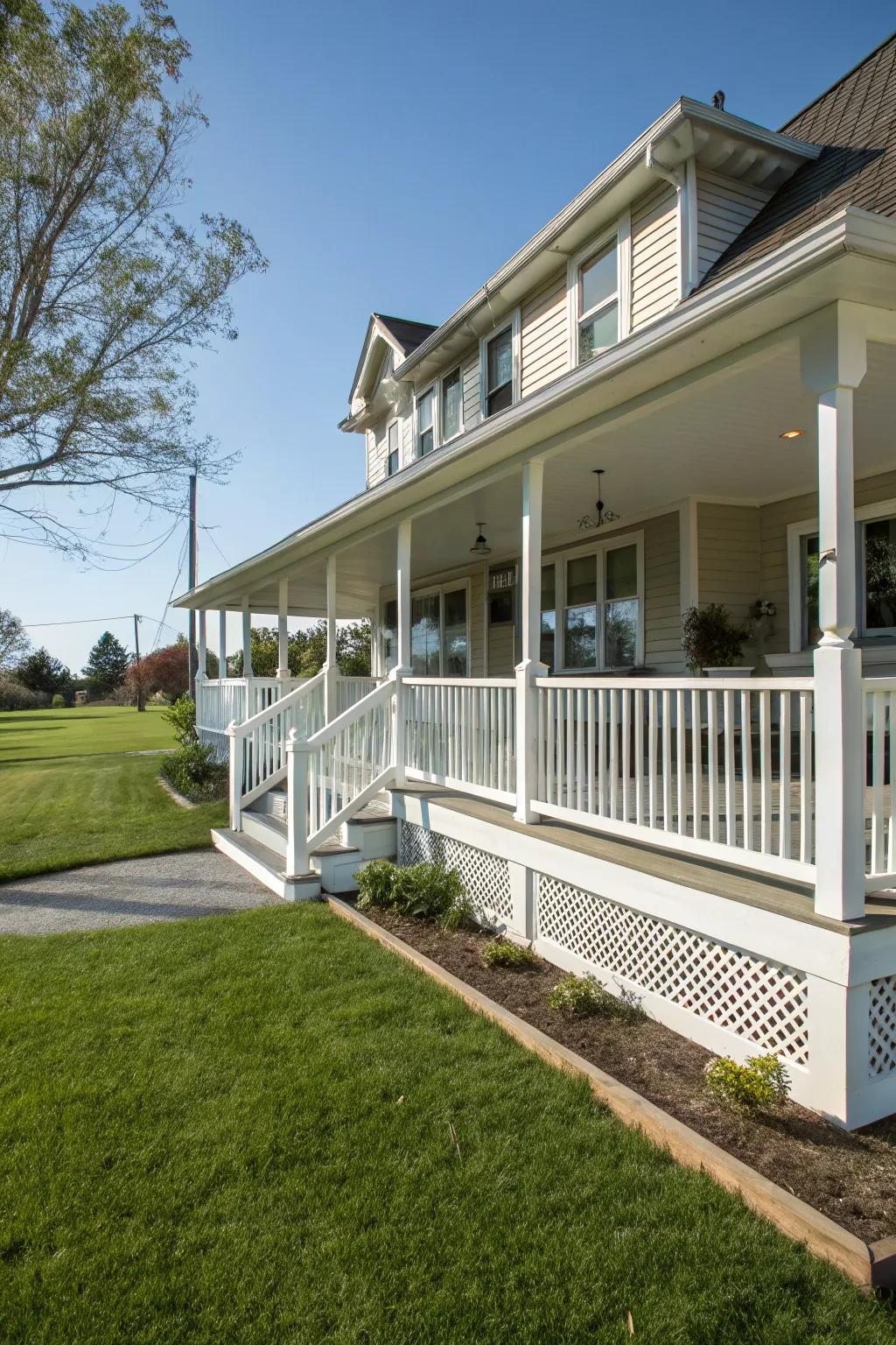Continuous verandas offer timeless sophistication and consistent shade.