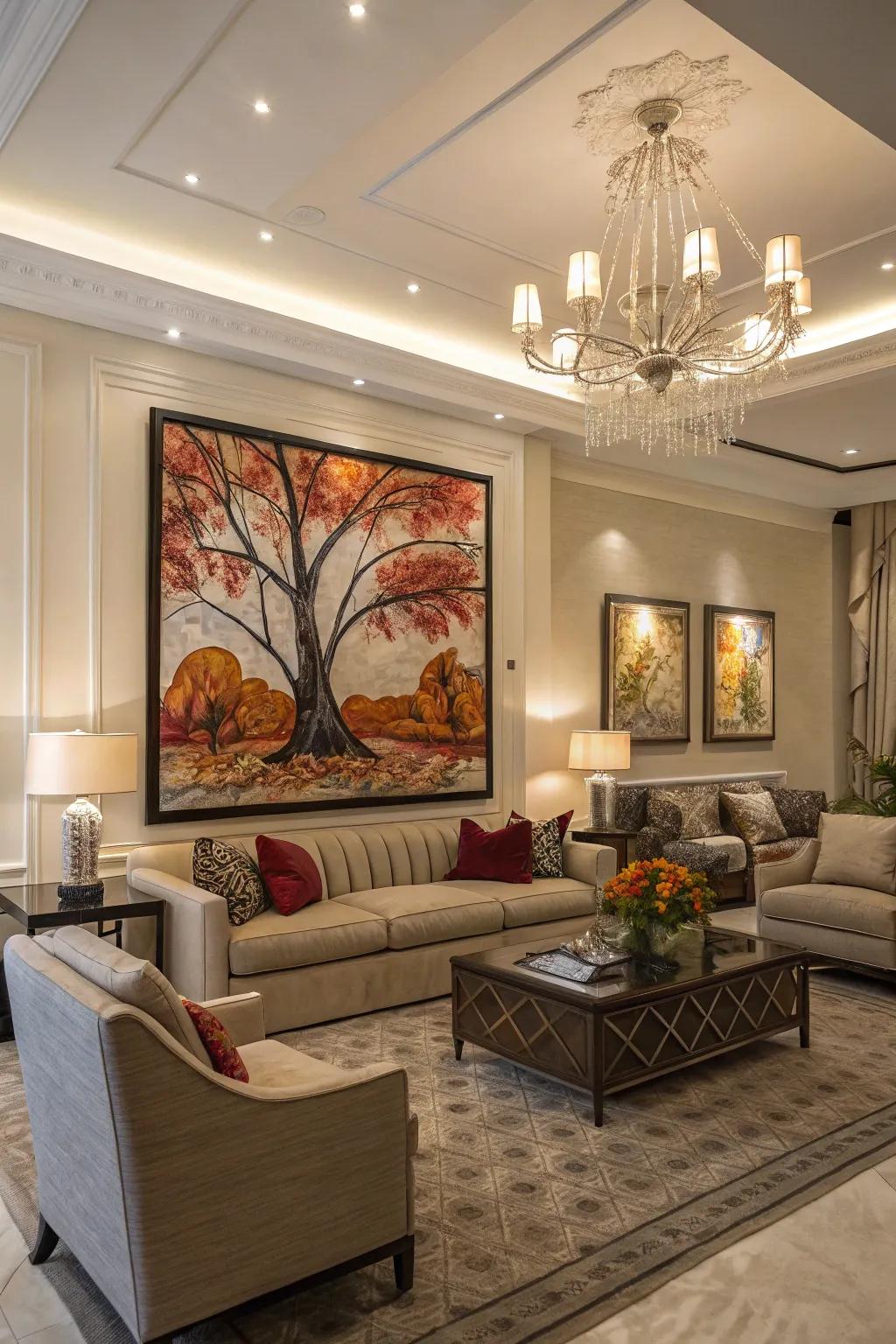 A striking focal element that elevates the room's aesthetic.