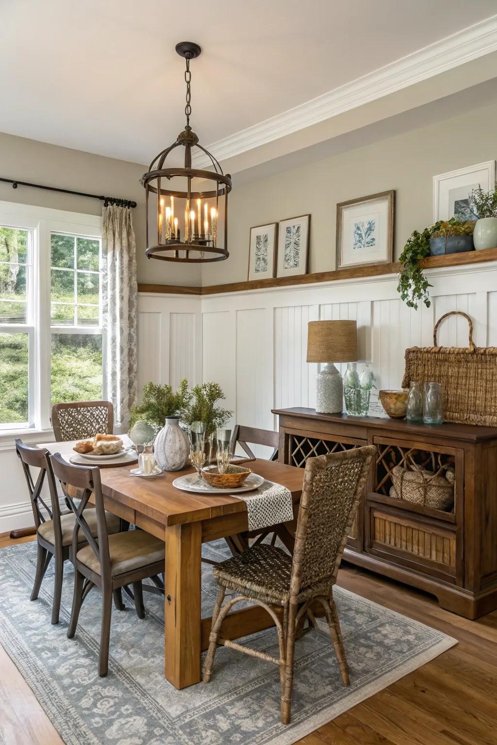 Natural timber paneling introduces both warmth and texture.