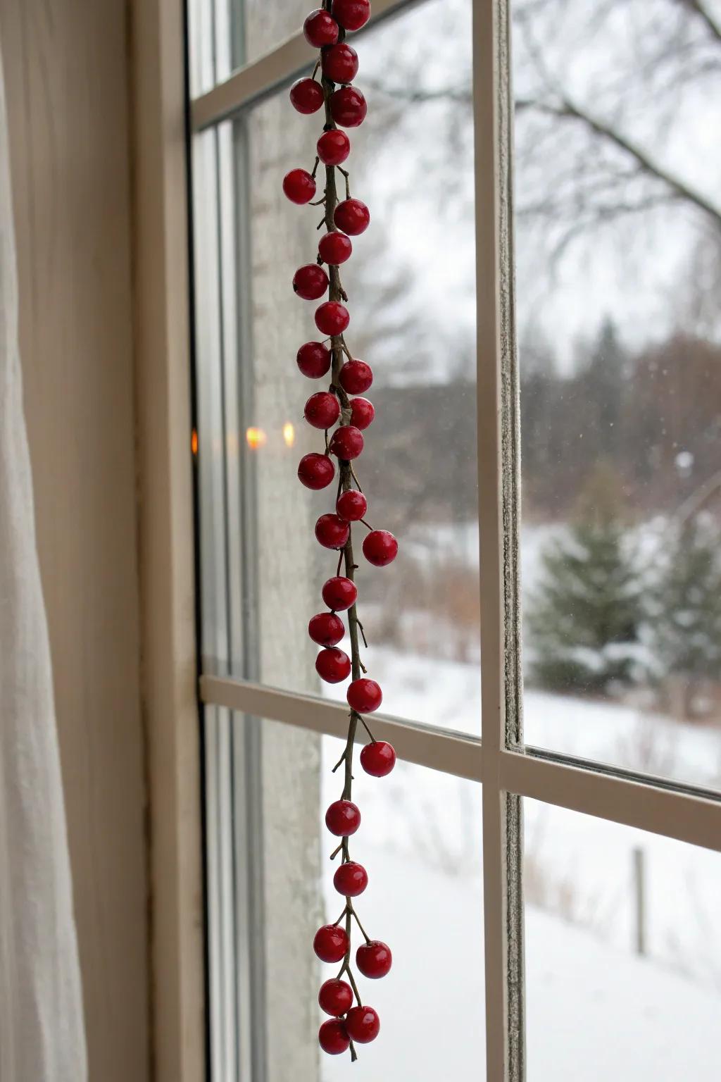 Add a hint of organic beauty to your holiday decor with a simple red berry chain, just right for a minimalist festive vibe.