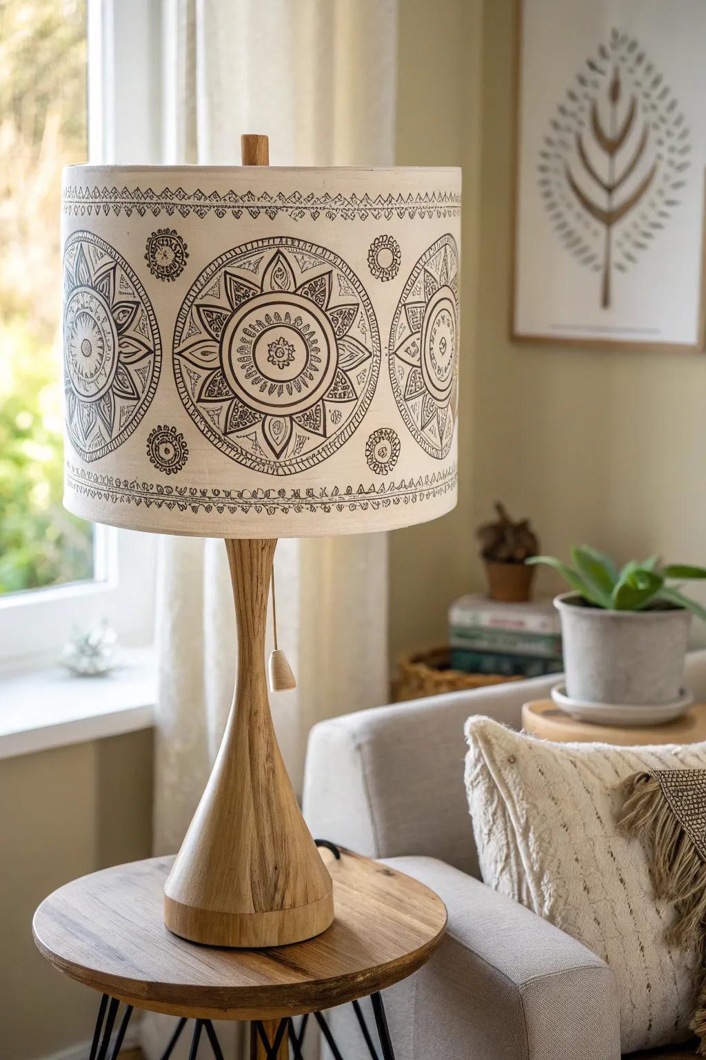 With a hint of culture and artistry, you may illuminate your space. 🌿✨ #DIYLampshade #CulturalMotifs #ScandinavianBoho