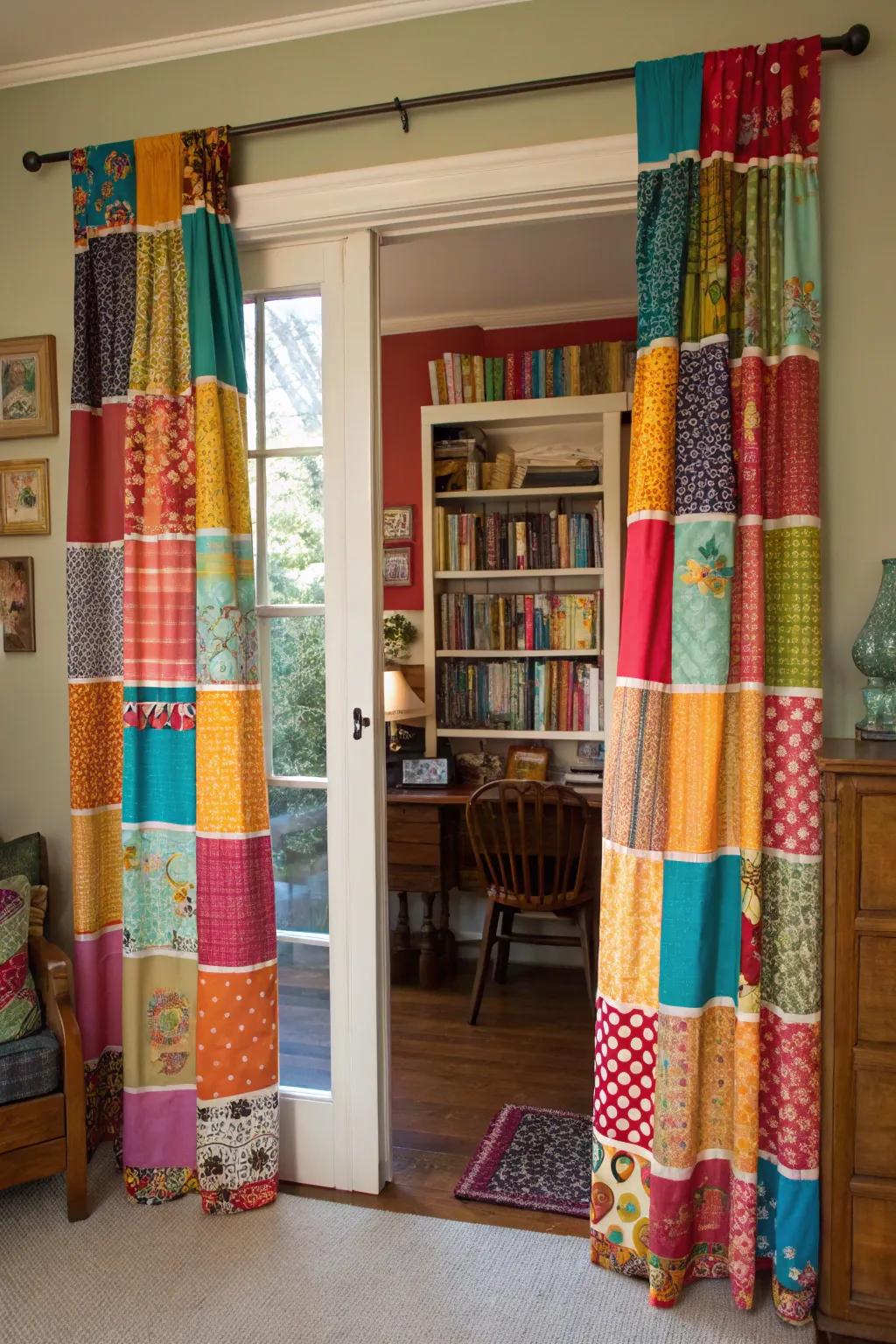 Patchwork curtains bring vibrant eclecticism to any room.