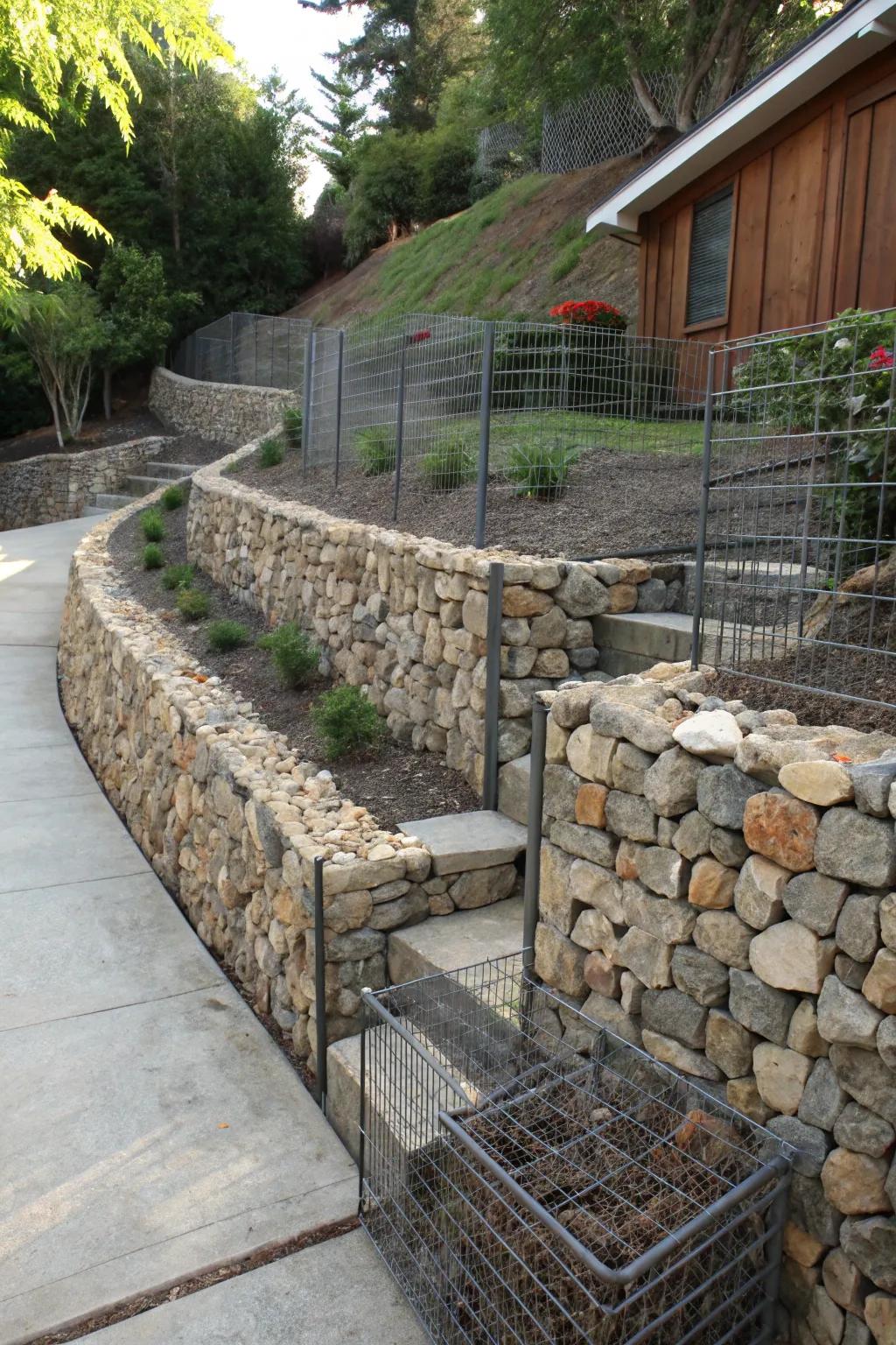 Gabion structures furnish a modern and functional solution for stabilizing slopes.
