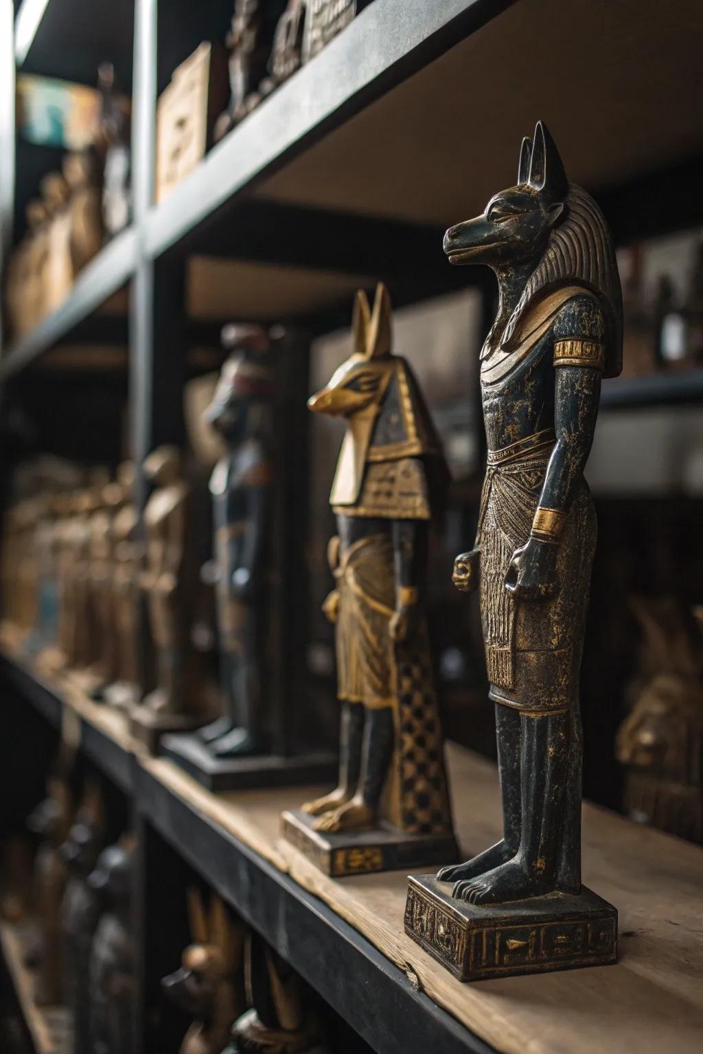 Deity figures deepen mythological interest.