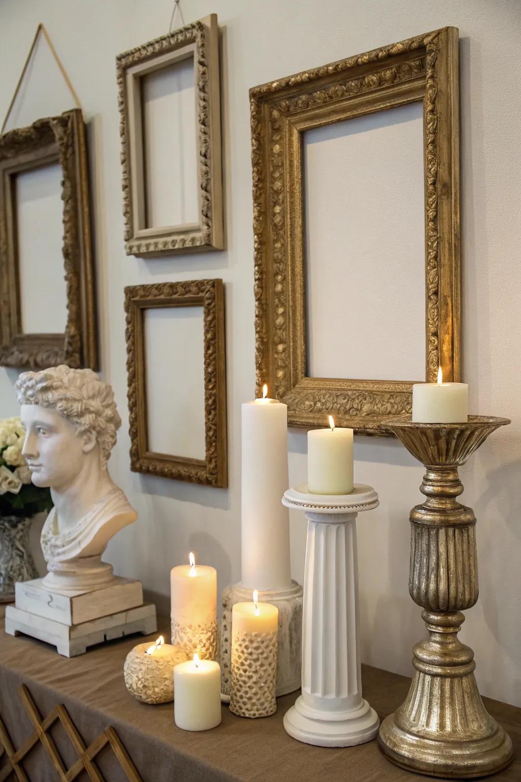 Frames as backings inject depth and elegance.