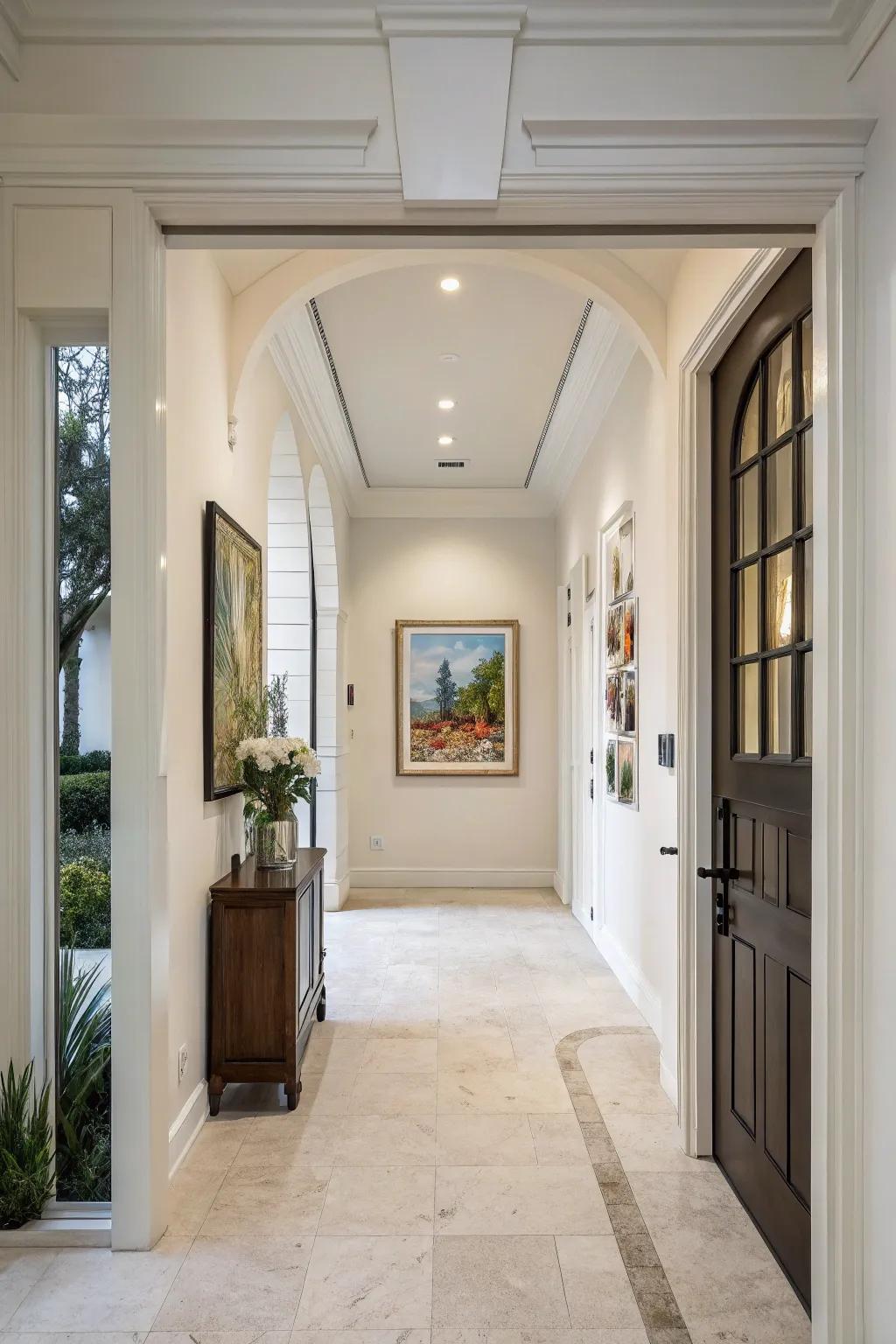 Empty area enhances the impact of statement pieces in entryways.