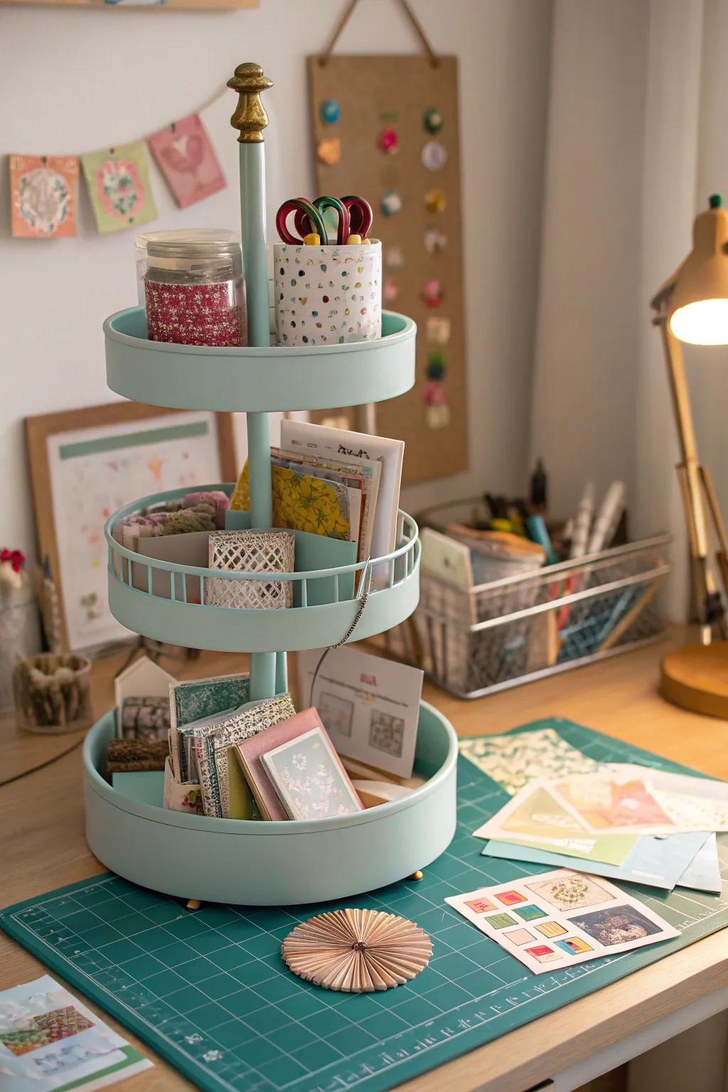 A spinning display adds a fun, interactive element to storage.
