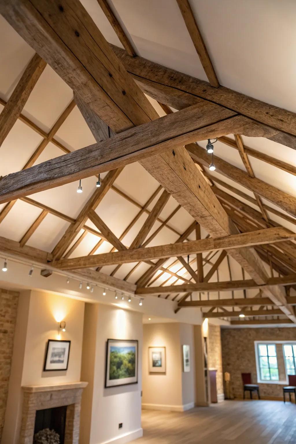 Dynamic design with slanted rafters.