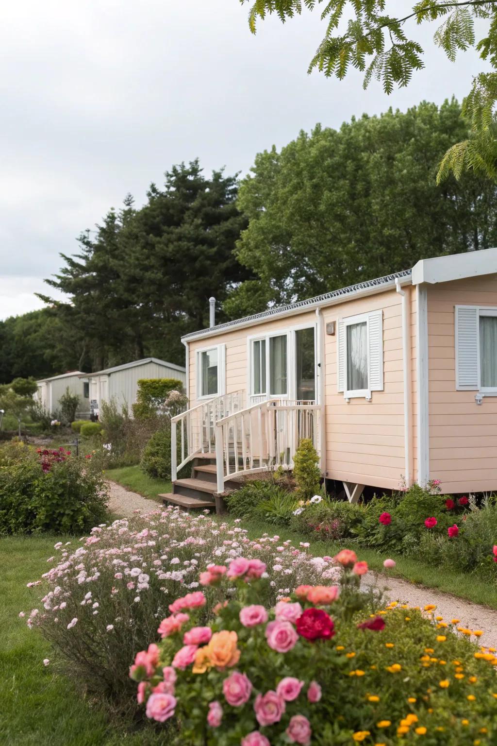 Pale peach proposes a tender and charming exterior.