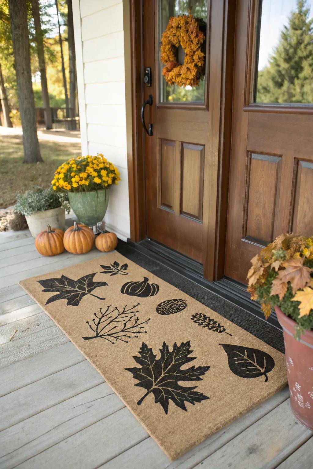 A silhouette doormat capturing the essence of fall.