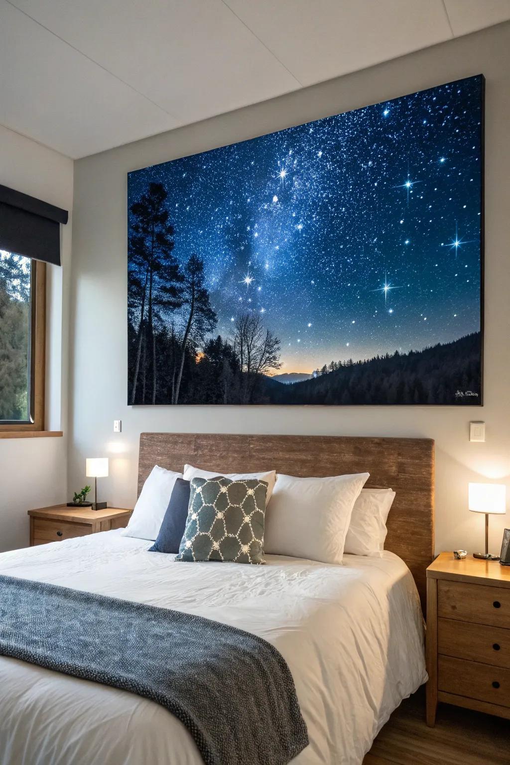 A twinkling evening sky painting welcomes calmness and dreams.