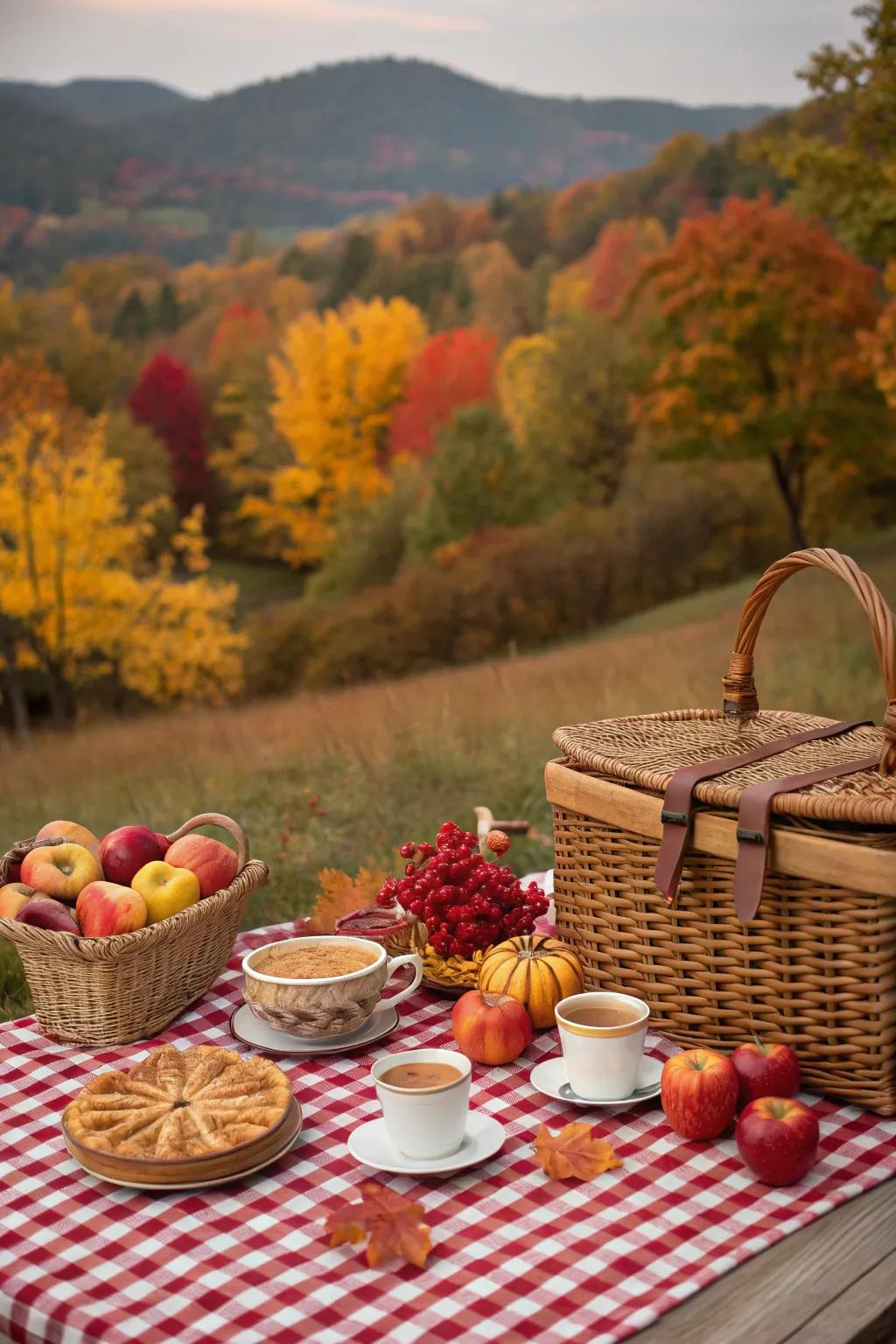 A charming classic fall open-air meal arrangement.
