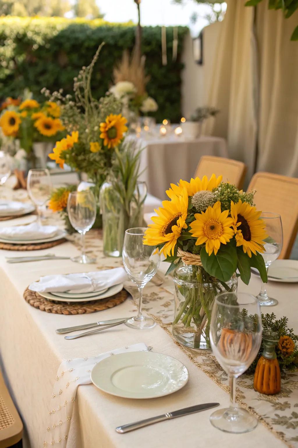Golden bloom core pieces add a vibrant and cheerful touch to the decor.