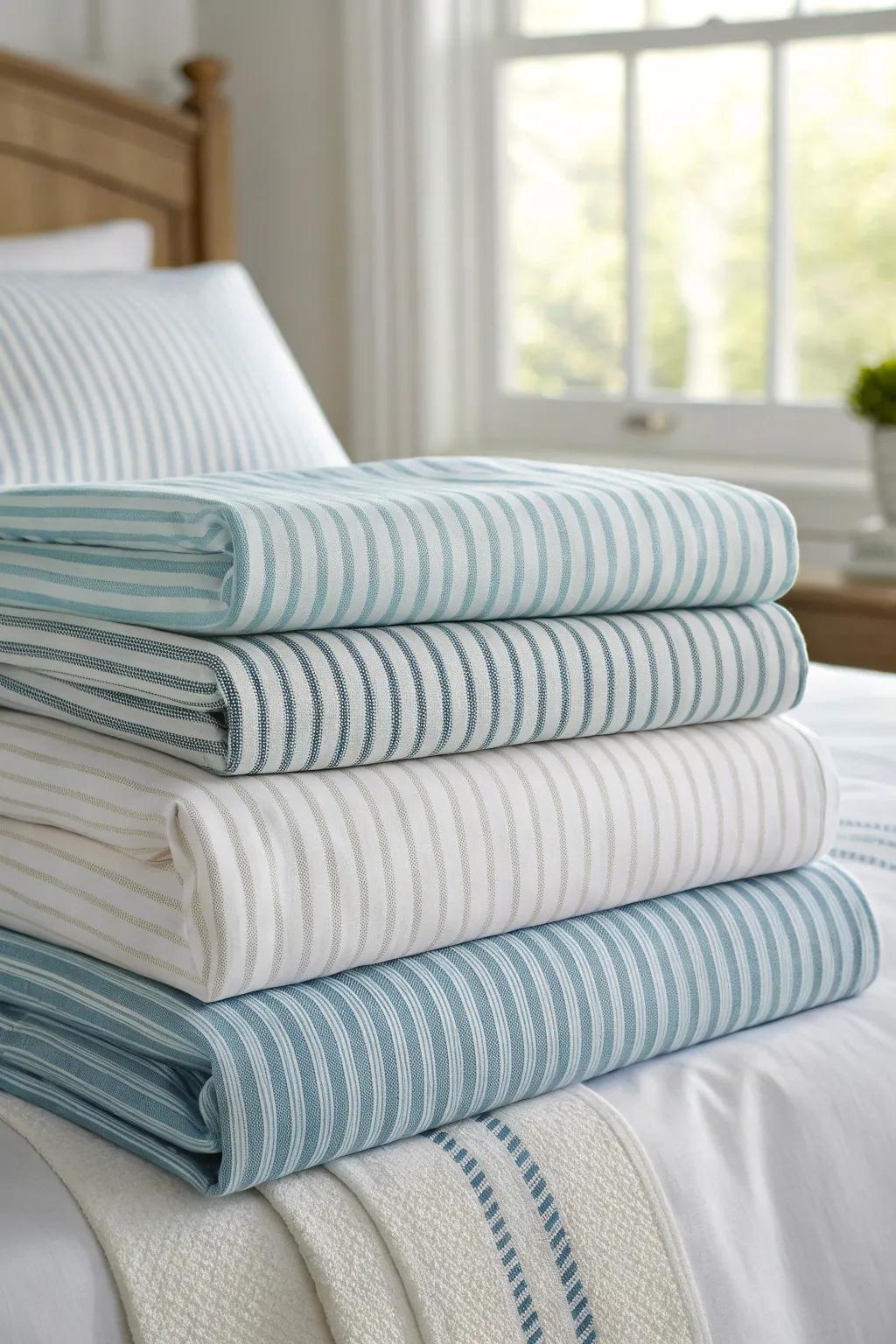 Ticking stripes add a classic touch of grace.