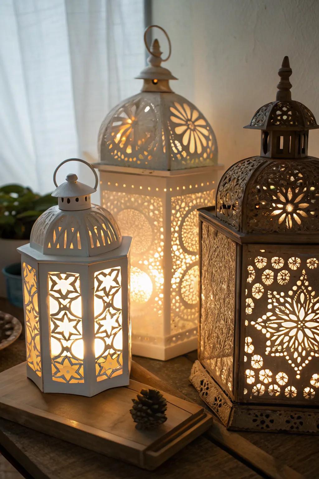 Handmade beacons impart a toasty shimmer to any area.