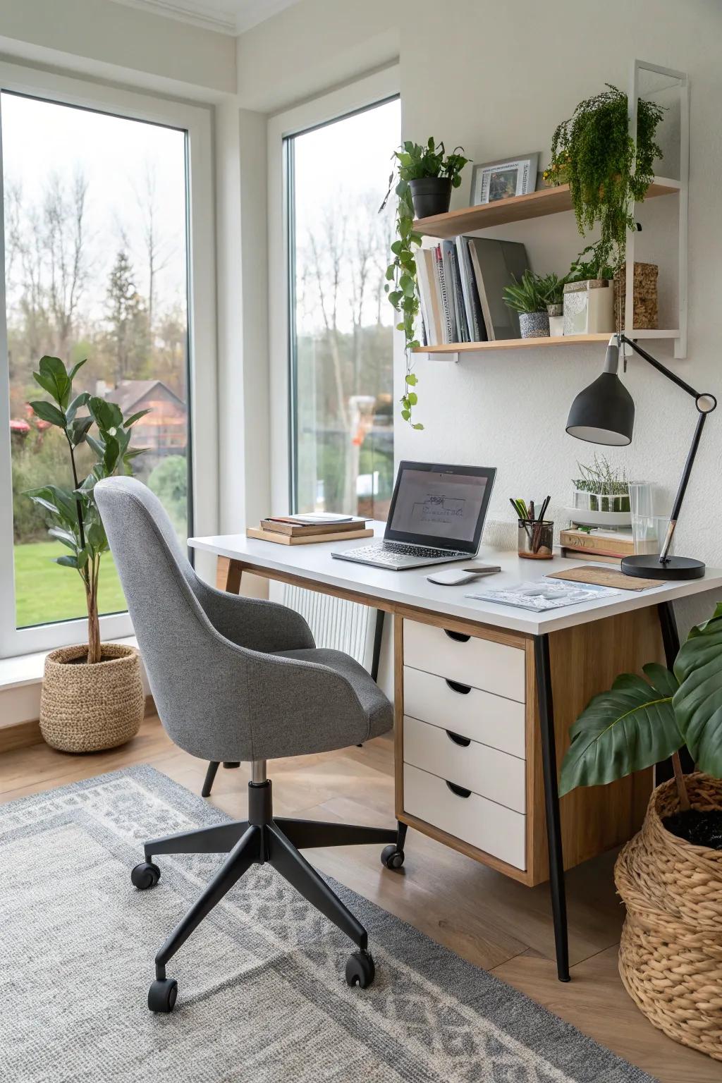 A residence office can be both productive and stylish.