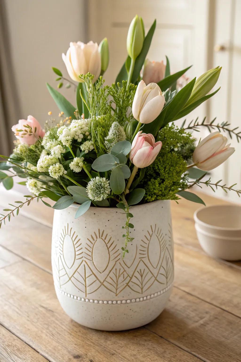 Embrace the beauty of the seasons with a stunning Scandinavian-inspired flower pot arrangement.